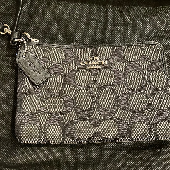 Coach Handbags - Black Signature Logo Coach Wristlet